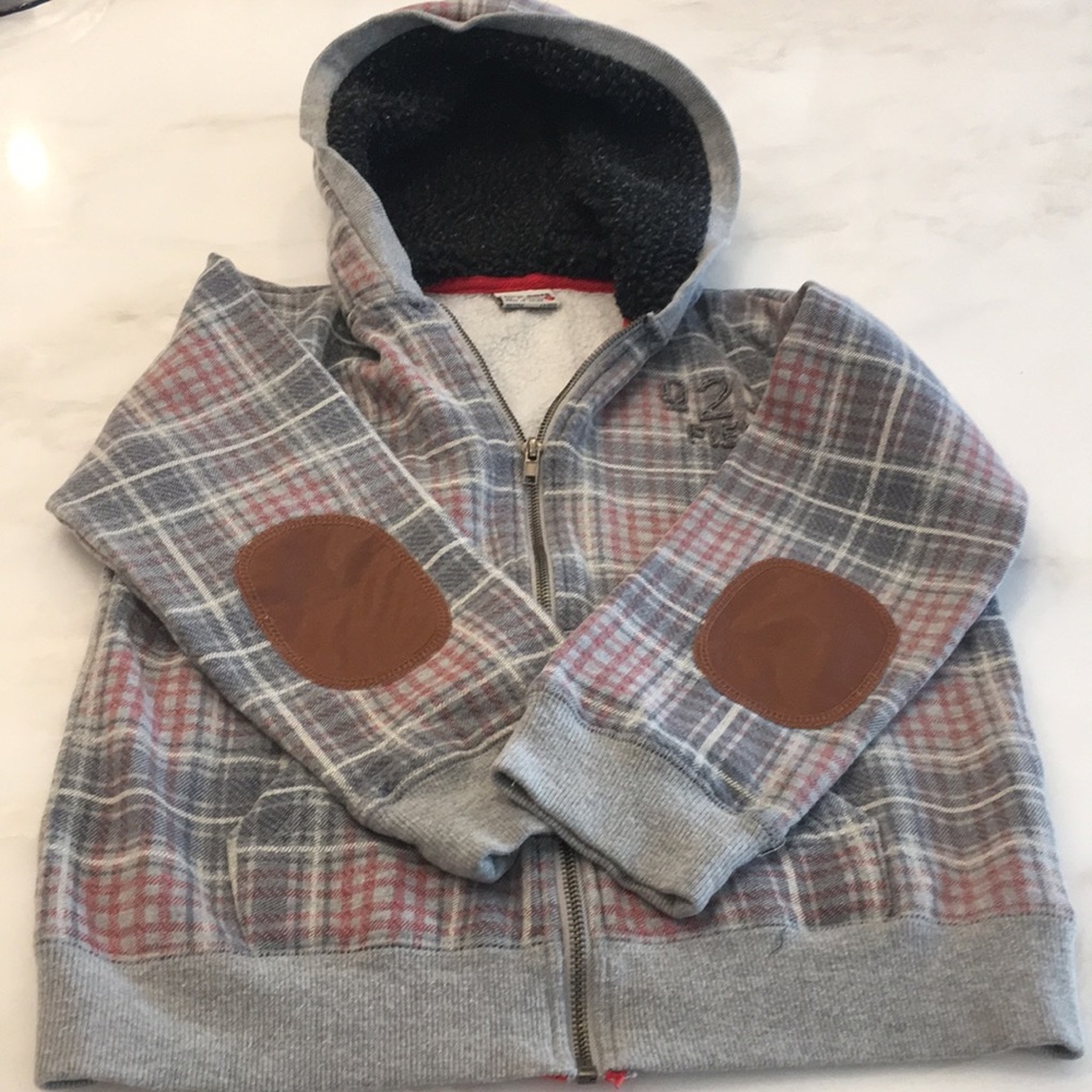 Mish Boys Grey Heavy Hooded Zip Front Sweatshirt-Size Large